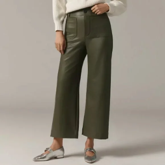 Women's - Anthropologie - The Colette Cropped Wide-Leg Pants by Maeve: Faux-Lea - Picture 1 of 4